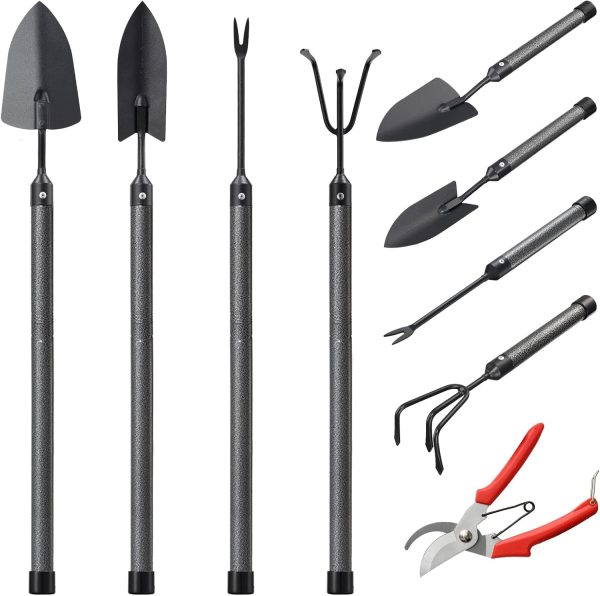 71Sz9iZLt0L._AC_SL1500_.jpg Set 5-Piece Heavy Duty Tools Kit with Extendable Handle Metal Trowel Cultivator