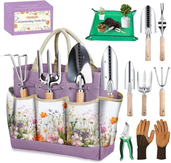 81e6qv1voHL._AC_SL1500_.jpg 9-Piece Heavy-Duty Tools Set Stainless Steel Hand Tools with Purple Floral Tote